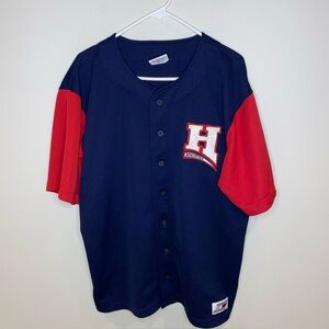 Vintage Tommy‎ Hilfiger Baseball Jersey Size M Blue Red Hilfiger Athletics